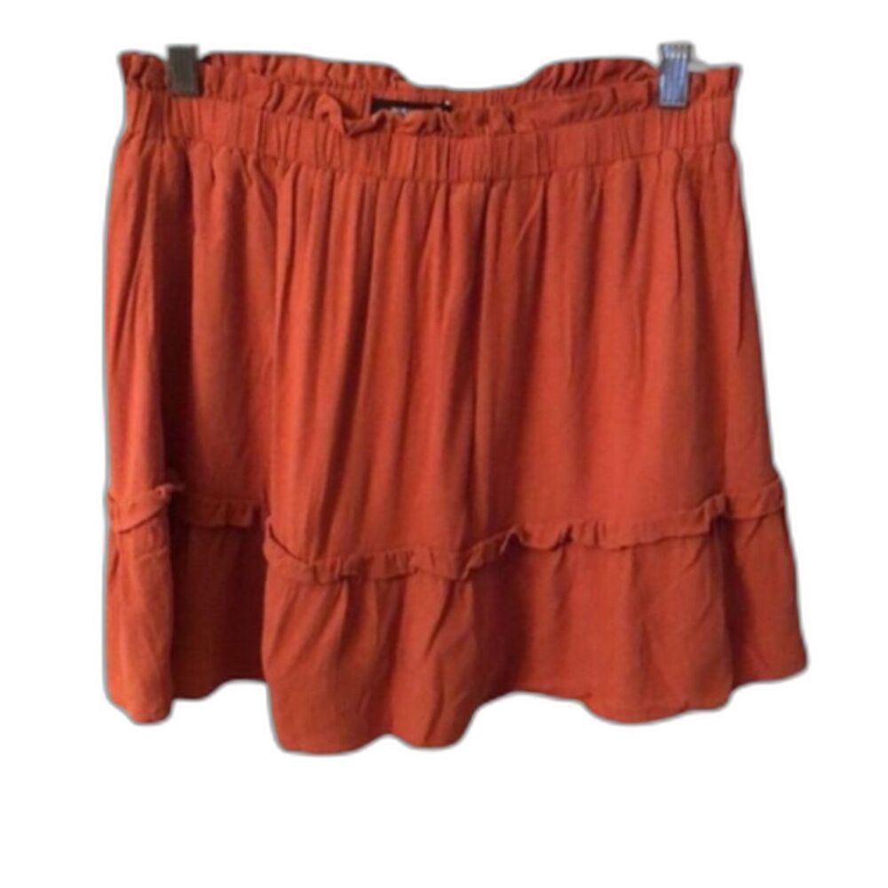 WISHLIST APPAREL LARGE TERRACOTTA ELASTIC WAIST RUFFLE HEM SKORT
